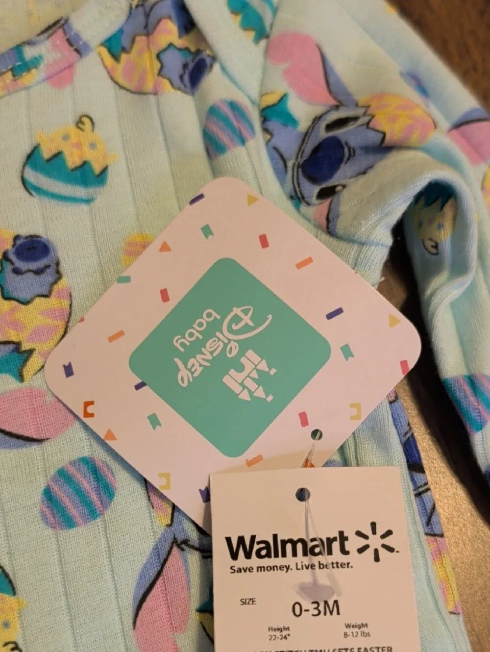 Disney Light Blue Stitch & Easter Egg Ribbed One-Piece